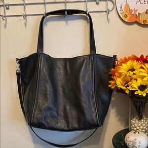 Elegant Black Leather Tote Bag by Anna Luchini Made in Italy